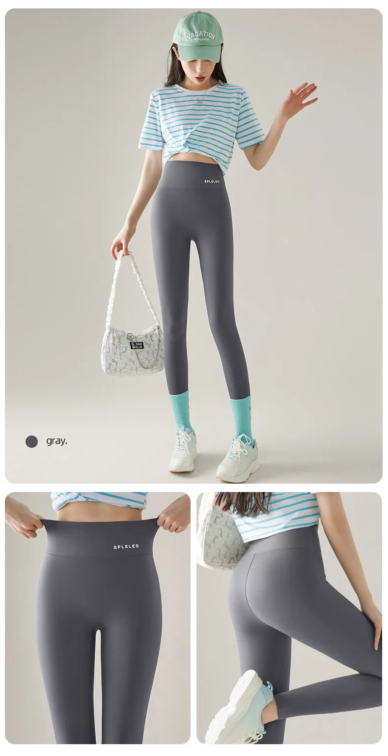 BIVIGAOS Spring Summer Thin Slim Shark Leggings Women Sexy Tight High Waist Letter Printed Sports Fitness Seamless Leggings