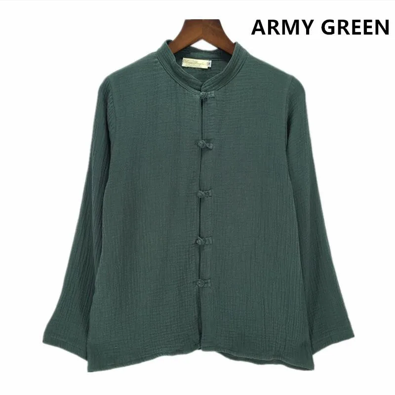 2026 Autumn Women Cotton Linen Blouse Tops Chinese Style Brand Women Long Sleeve Ladies Blouses Camisetas Mujer Blusas Camisa