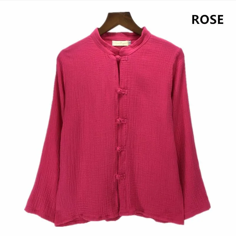 2026 Autumn Women Cotton Linen Blouse Tops Chinese Style Brand Women Long Sleeve Ladies Blouses Camisetas Mujer Blusas Camisa