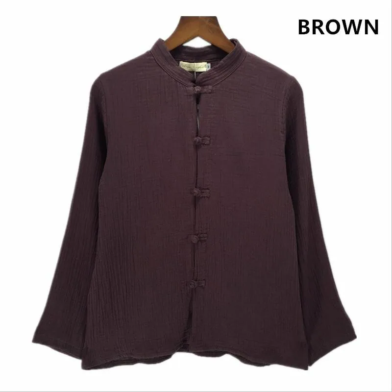 2026 Autumn Women Cotton Linen Blouse Tops Chinese Style Brand Women Long Sleeve Ladies Blouses Camisetas Mujer Blusas Camisa