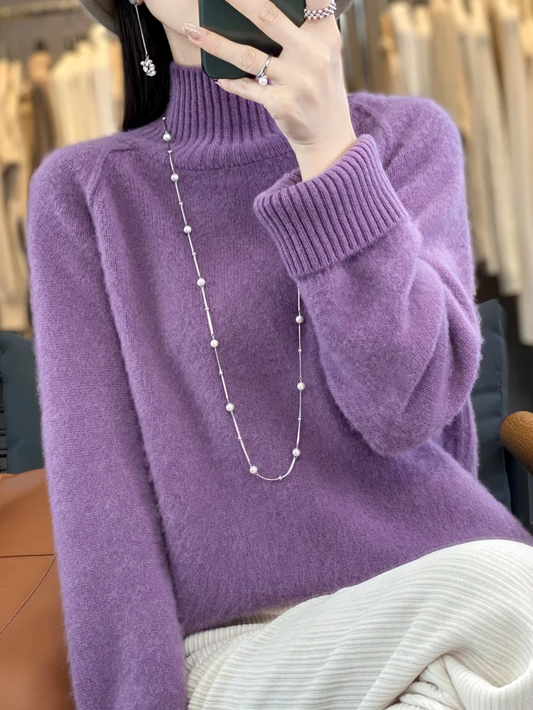 Women Turtleneck Sweater Autumn Winter Thick Pullovers 100% Merino Wool Solid Cashmere Knitwear Female Basic Clothes Korean Tops