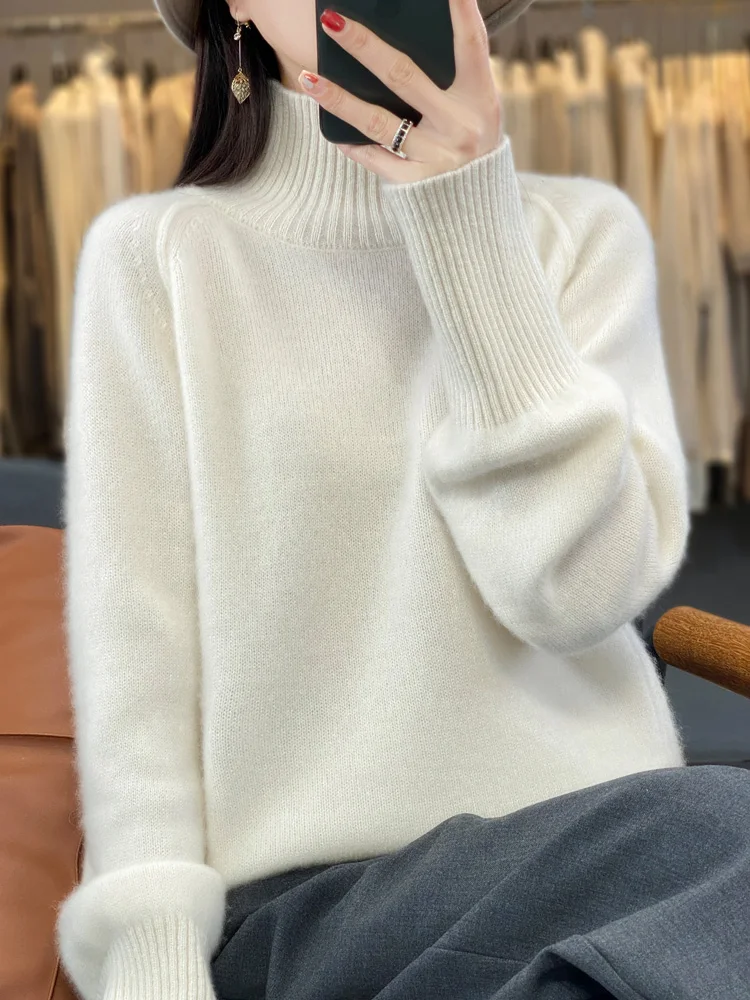Women Turtleneck Sweater Autumn Winter Thick Pullovers 100% Merino Wool Solid Cashmere Knitwear Female Basic Clothes Korean Tops