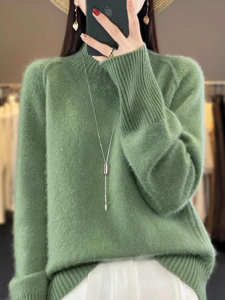 Women Turtleneck Sweater Autumn Winter Thick Pullovers 100% Merino Wool Solid Cashmere Knitwear Female Basic Clothes Korean Tops
