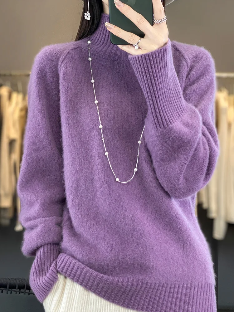 Women Turtleneck Sweater Autumn Winter Thick Pullovers 100% Merino Wool Solid Cashmere Knitwear Female Basic Clothes Korean Tops
