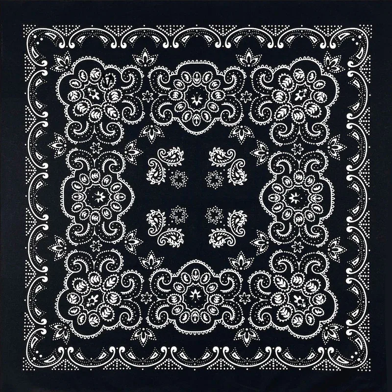 27inch/68cm Plus Size Cotton Square Scarf Hip Hop Amoeba Cashew Bandana Headband Black Paisley Turban Men Women Boys Girls Gifts