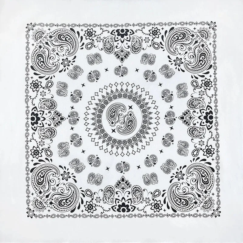 27inch/68cm Plus Size Cotton Square Scarf Hip Hop Amoeba Cashew Bandana Headband Black Paisley Turban Men Women Boys Girls Gifts