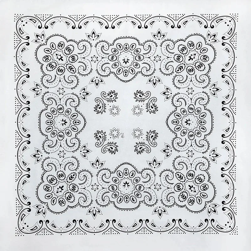 27inch/68cm Plus Size Cotton Square Scarf Hip Hop Amoeba Cashew Bandana Headband Black Paisley Turban Men Women Boys Girls Gifts