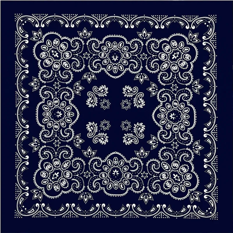 27inch/68cm Plus Size Cotton Square Scarf Hip Hop Amoeba Cashew Bandana Headband Black Paisley Turban Men Women Boys Girls Gifts
