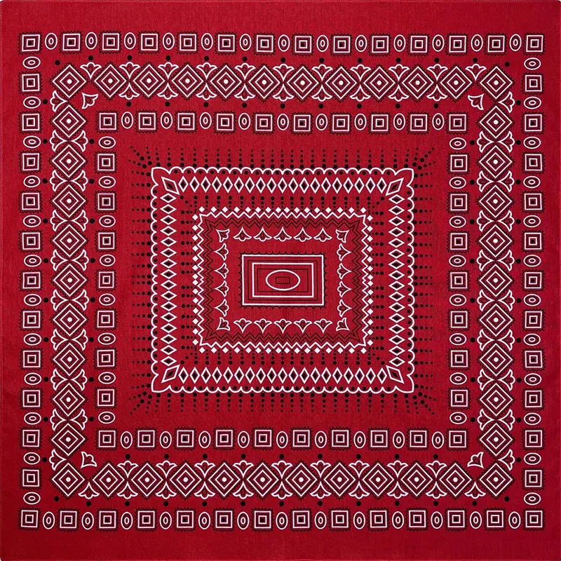 27inch/68cm Plus Size Cotton Square Scarf Hip Hop Amoeba Cashew Bandana Headband Black Paisley Turban Men Women Boys Girls Gifts
