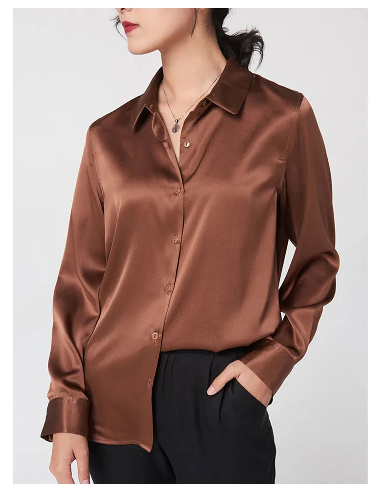 Elegant Satin Long Sleeve Blouses Women 2025 Vintage Burgundy white Silk Shirt Women Casual Loose Button Up Female Shirts Tops
