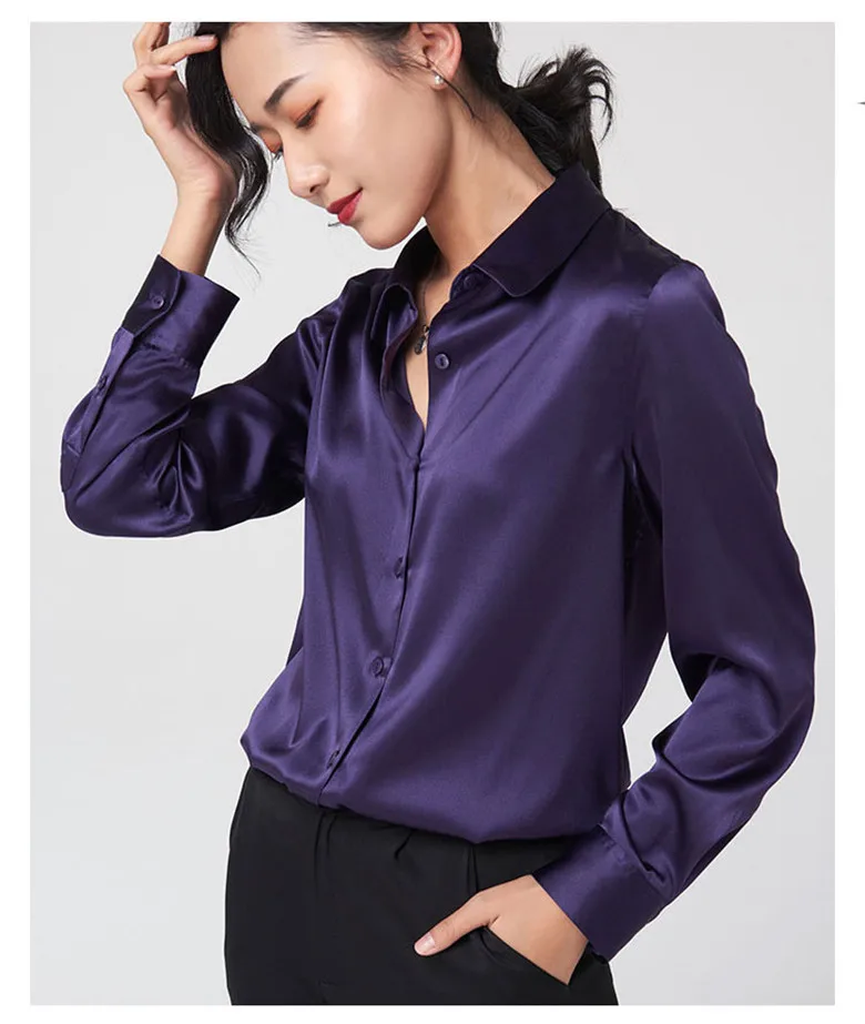 Elegant Satin Long Sleeve Blouses Women 2025 Vintage Burgundy white Silk Shirt Women Casual Loose Button Up Female Shirts Tops