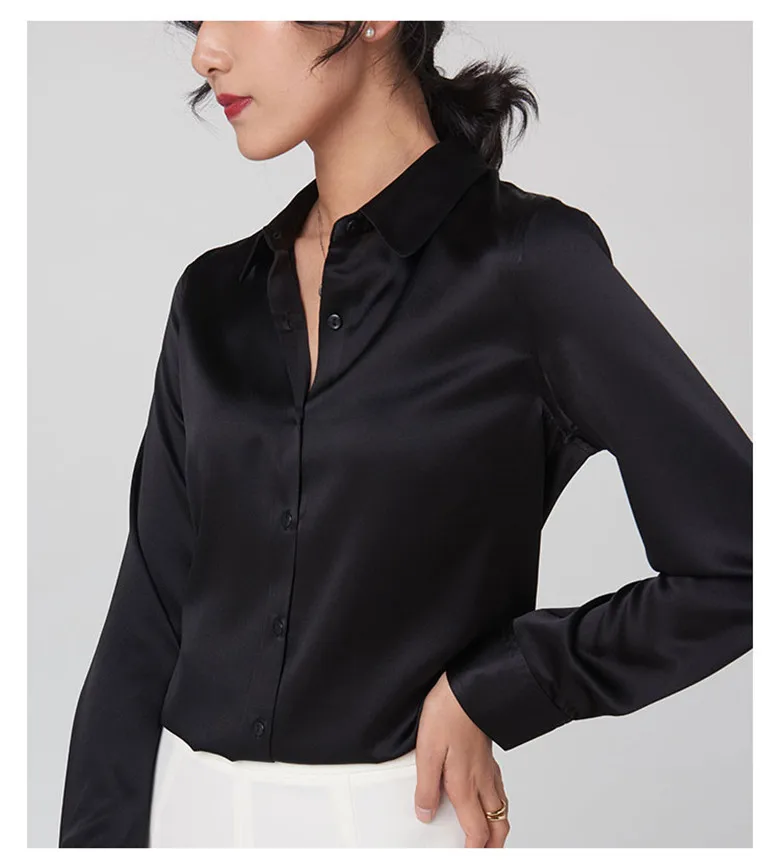Elegant Satin Long Sleeve Blouses Women 2025 Vintage Burgundy white Silk Shirt Women Casual Loose Button Up Female Shirts Tops