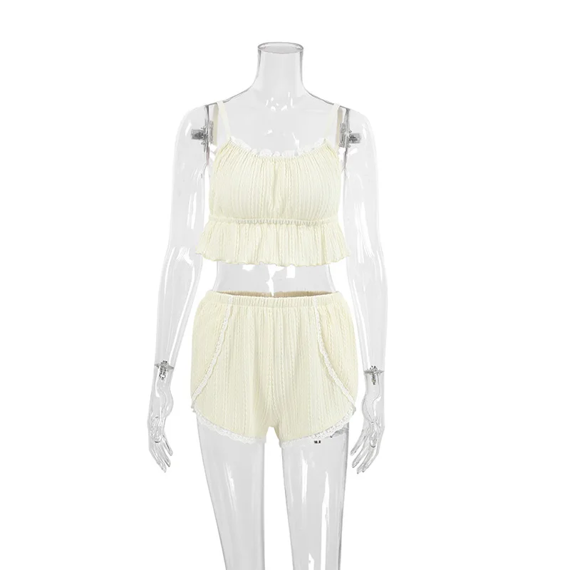 Mumaroho 2024 Spring Summer Women Sexy Shorts Set Solid Camis 2 Two Piece Matching Sets For Women