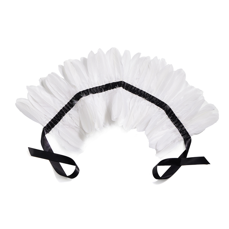 Women Natural Feather Cape Maleficent Costume Gothic Lacing Shawl Shrug Collar Feather Cape Halloween Cosplay Christmas Party