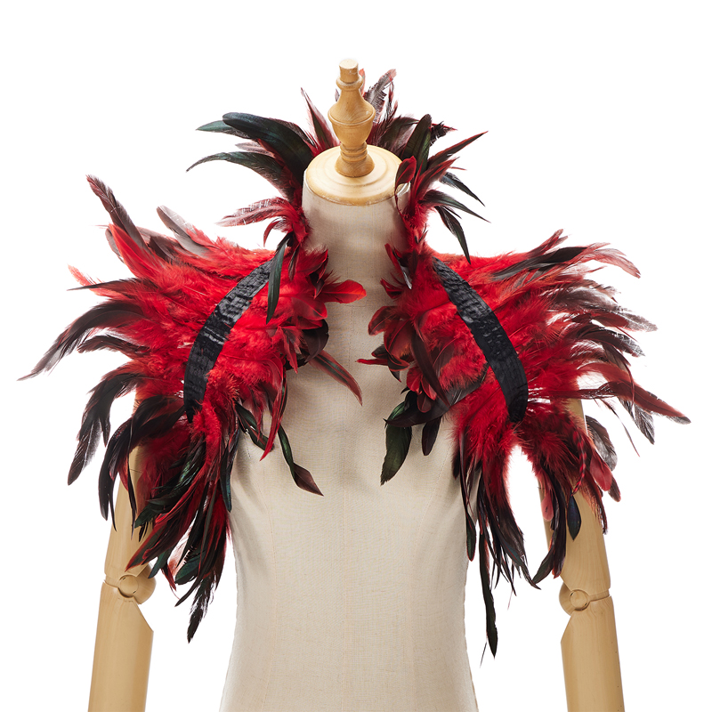 Women Natural Feather Cape Maleficent Costume Gothic Lacing Shawl Shrug Collar Feather Cape Halloween Cosplay Christmas Party