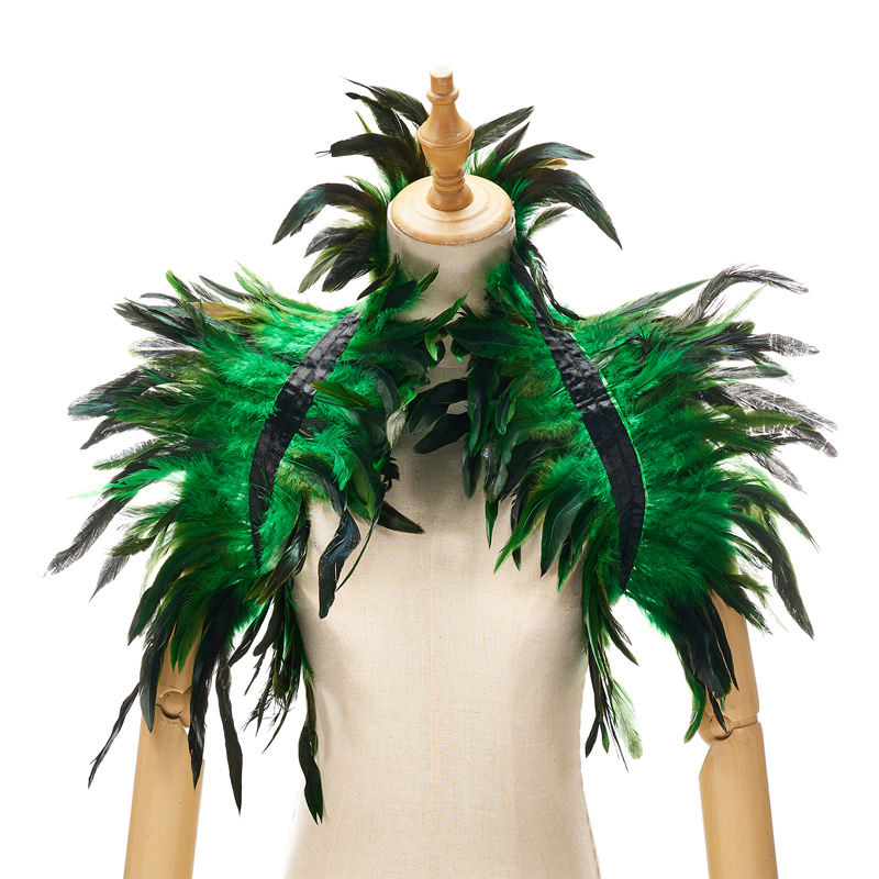Women Natural Feather Cape Maleficent Costume Gothic Lacing Shawl Shrug Collar Feather Cape Halloween Cosplay Christmas Party