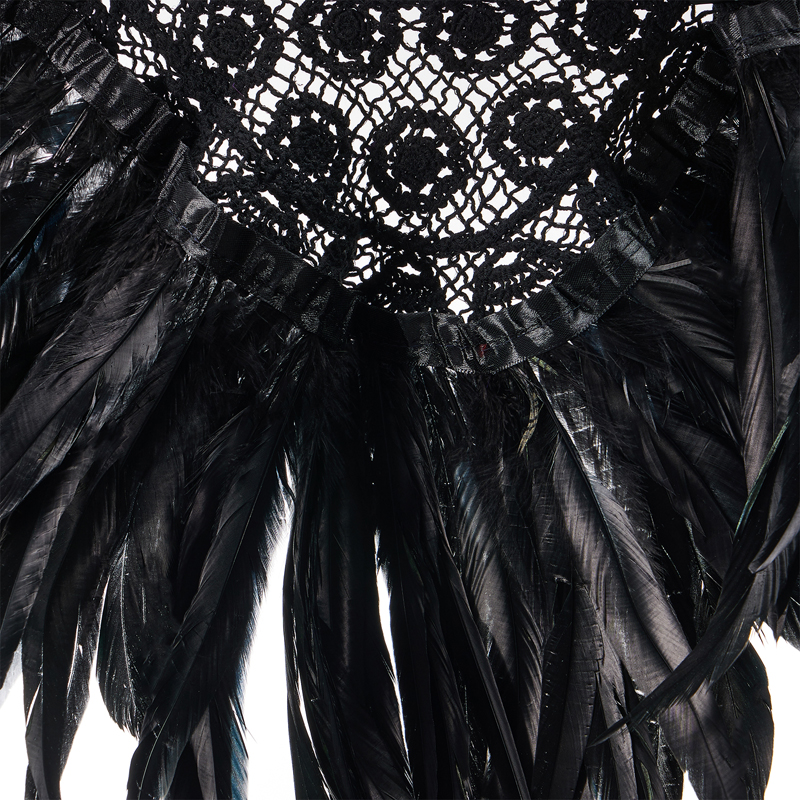 Women Natural Feather Cape Maleficent Costume Gothic Lacing Shawl Shrug Collar Feather Cape Halloween Cosplay Christmas Party