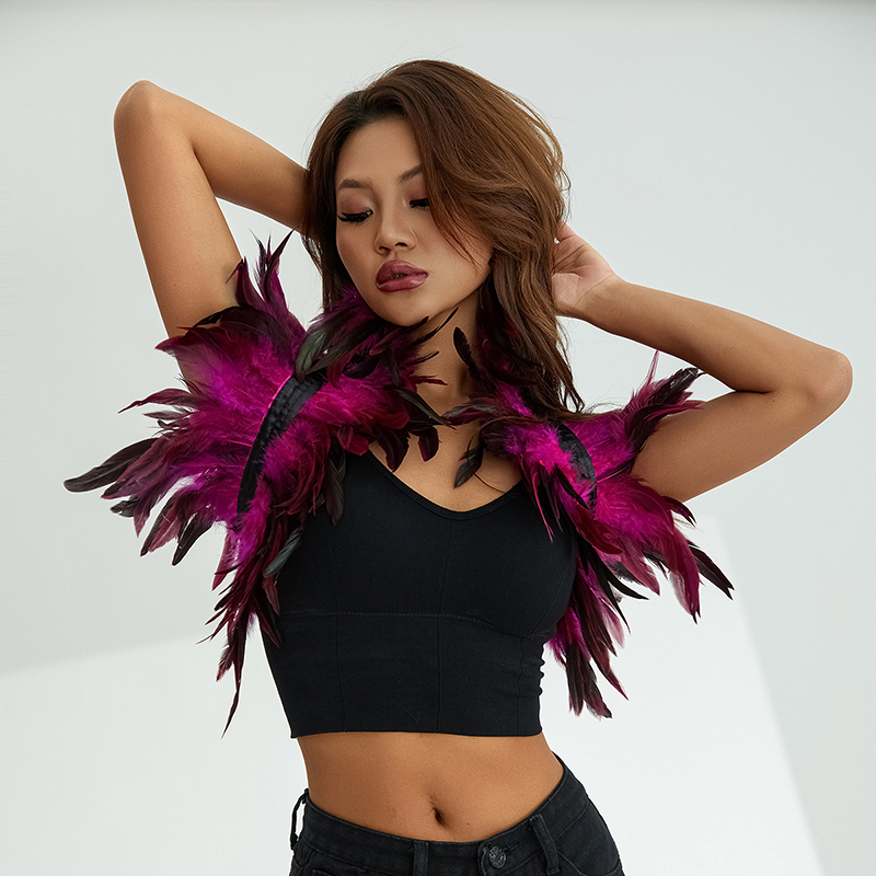 Women Natural Feather Cape Maleficent Costume Gothic Lacing Shawl Shrug Collar Feather Cape Halloween Cosplay Christmas Party