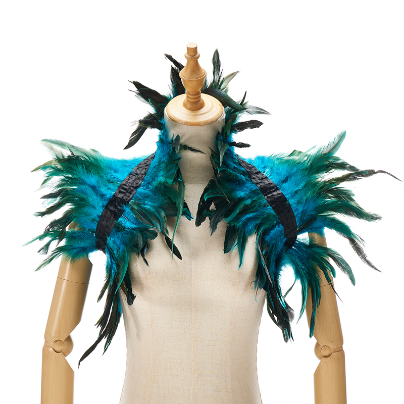Women Natural Feather Cape Maleficent Costume Gothic Lacing Shawl Shrug Collar Feather Cape Halloween Cosplay Christmas Party