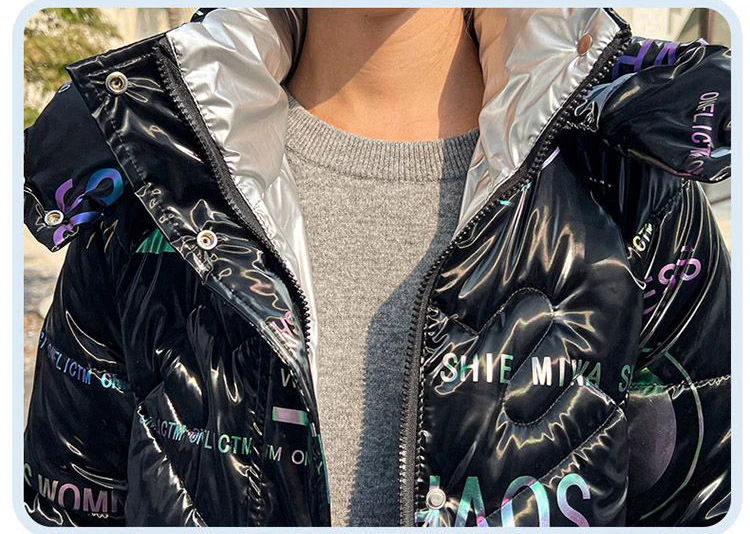 2026 Fashion New Bright Fabric Thick Warm Winter Jackets Women's Cotton Padded Coats Mid-Length Women Parkas Female Outerwear
