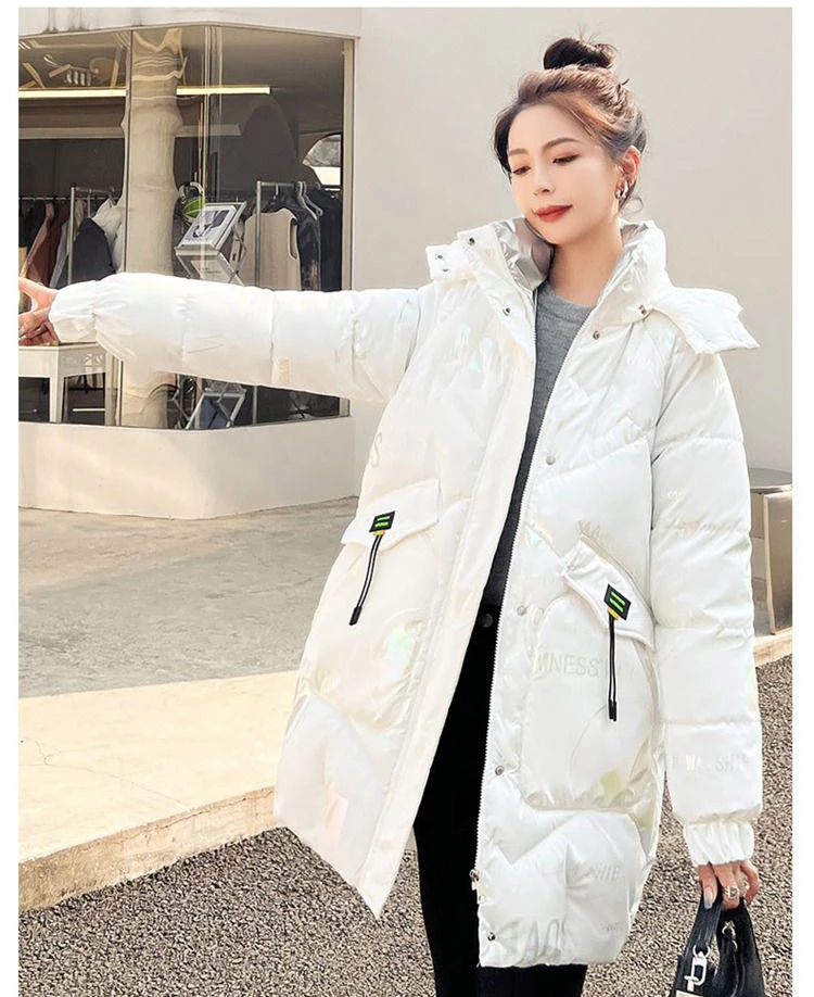 2026 Fashion New Bright Fabric Thick Warm Winter Jackets Women's Cotton Padded Coats Mid-Length Women Parkas Female Outerwear