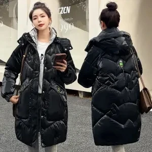 2026 Fashion New Bright Fabric Thick Warm Winter Jackets Women's Cotton Padded Coats Mid-Length Women Parkas Female Outerwear