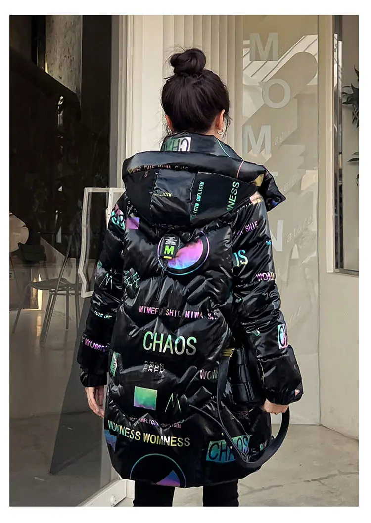 2026 Fashion New Bright Fabric Thick Warm Winter Jackets Women's Cotton Padded Coats Mid-Length Women Parkas Female Outerwear