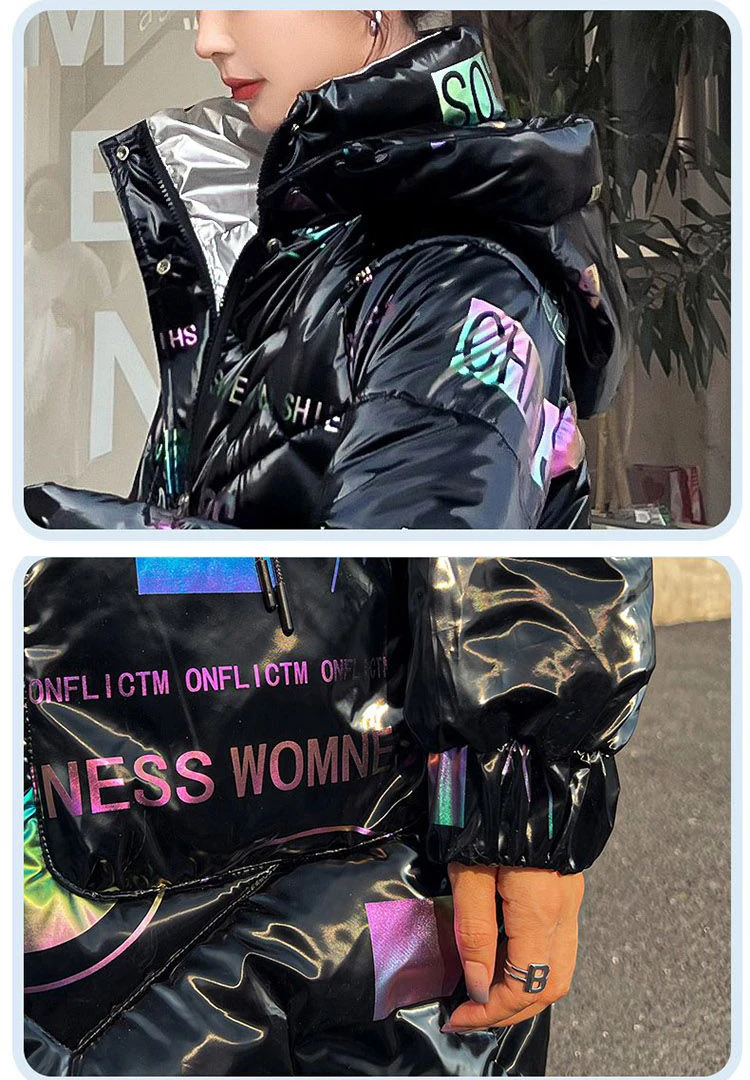 2026 Fashion New Bright Fabric Thick Warm Winter Jackets Women's Cotton Padded Coats Mid-Length Women Parkas Female Outerwear