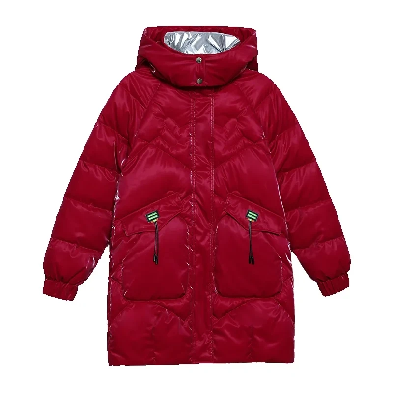 2026 Fashion New Bright Fabric Thick Warm Winter Jackets Women's Cotton Padded Coats Mid-Length Women Parkas Female Outerwear