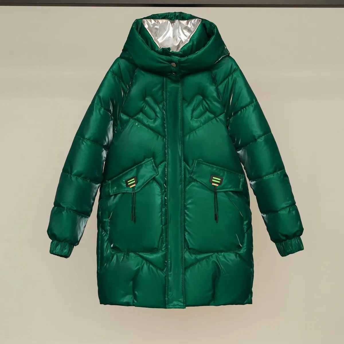 2026 Fashion New Bright Fabric Thick Warm Winter Jackets Women's Cotton Padded Coats Mid-Length Women Parkas Female Outerwear