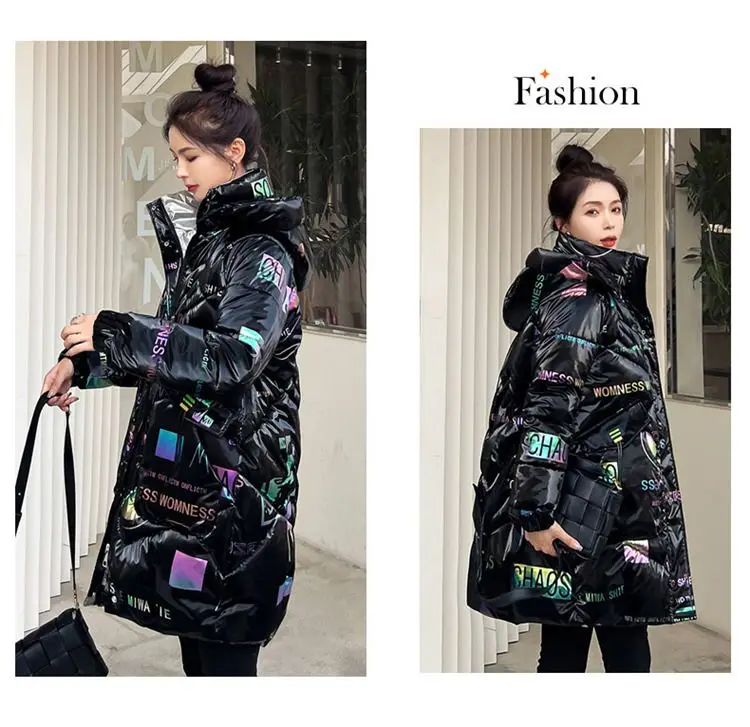 2026 Fashion New Bright Fabric Thick Warm Winter Jackets Women's Cotton Padded Coats Mid-Length Women Parkas Female Outerwear