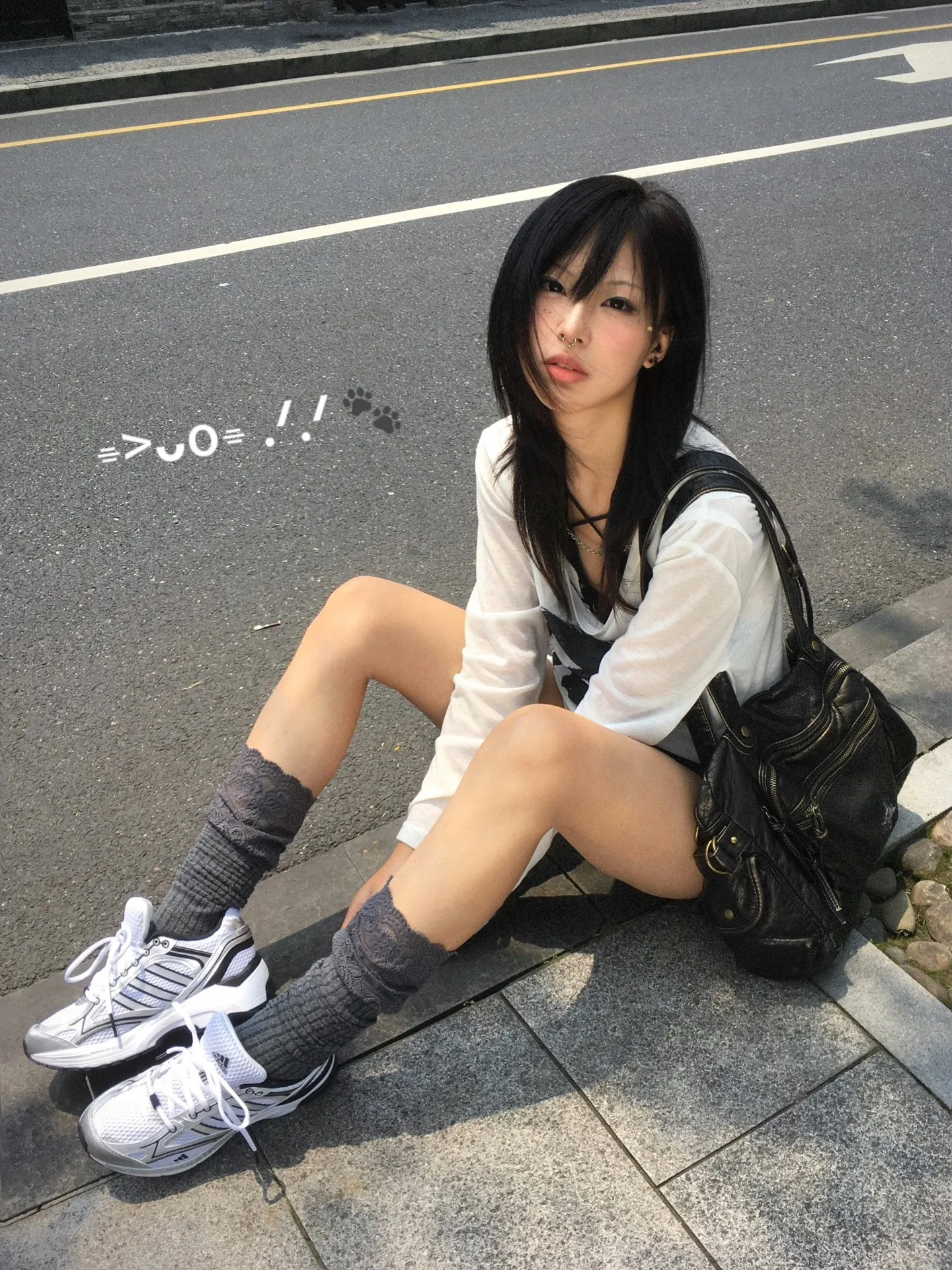 Karrram Japanese Y2k Graffiti Print Tops Trashy 2000s Oversized T-shirt High Street Grunge Lazy Style Streetwear American Retro