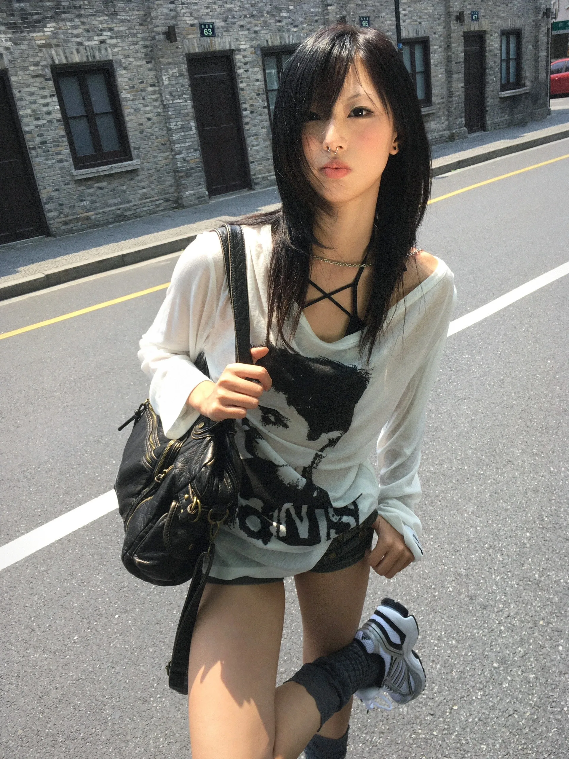 Karrram Japanese Y2k Graffiti Print Tops Trashy 2000s Oversized T-shirt High Street Grunge Lazy Style Streetwear American Retro
