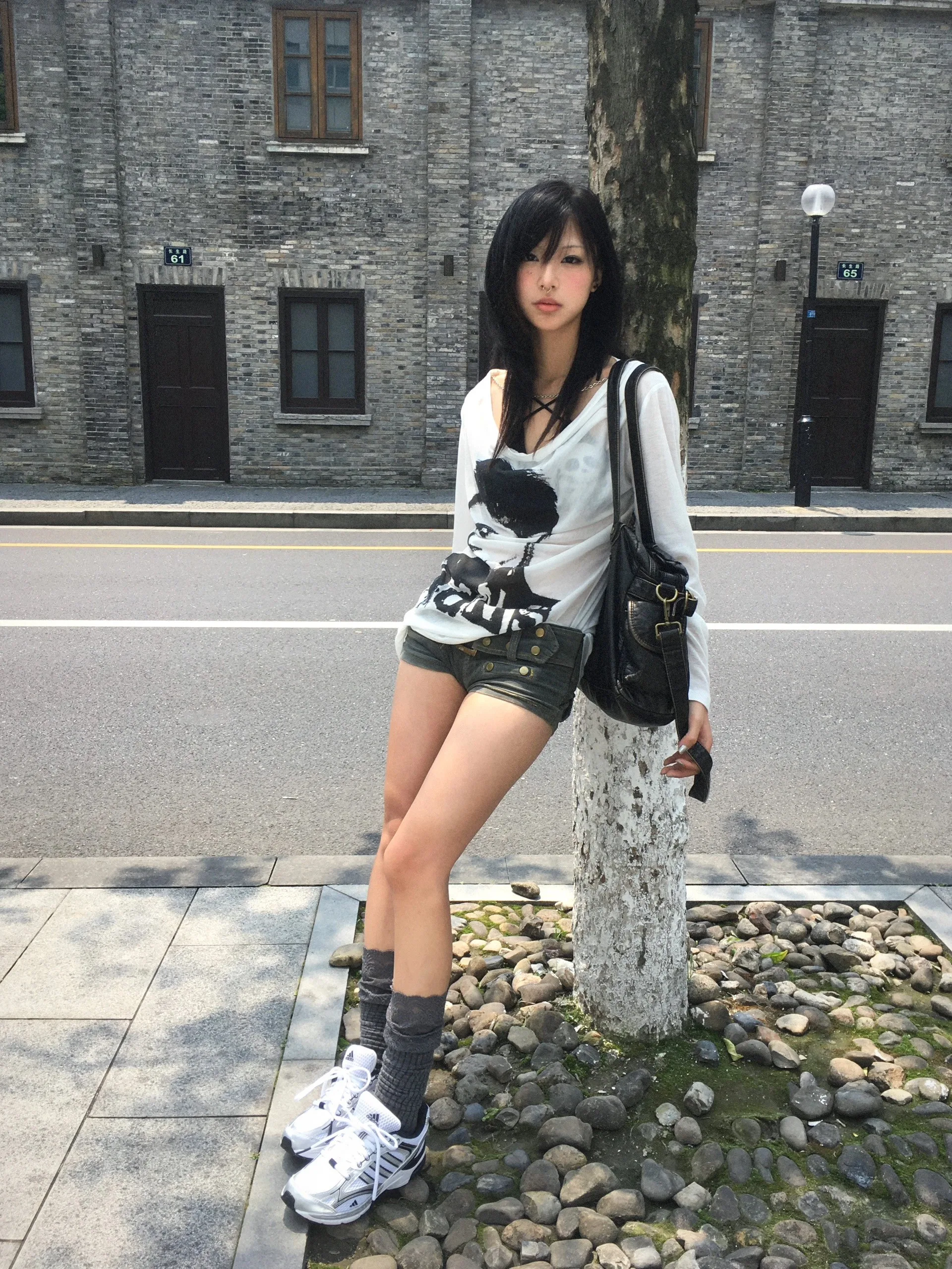 Karrram Japanese Y2k Graffiti Print Tops Trashy 2000s Oversized T-shirt High Street Grunge Lazy Style Streetwear American Retro