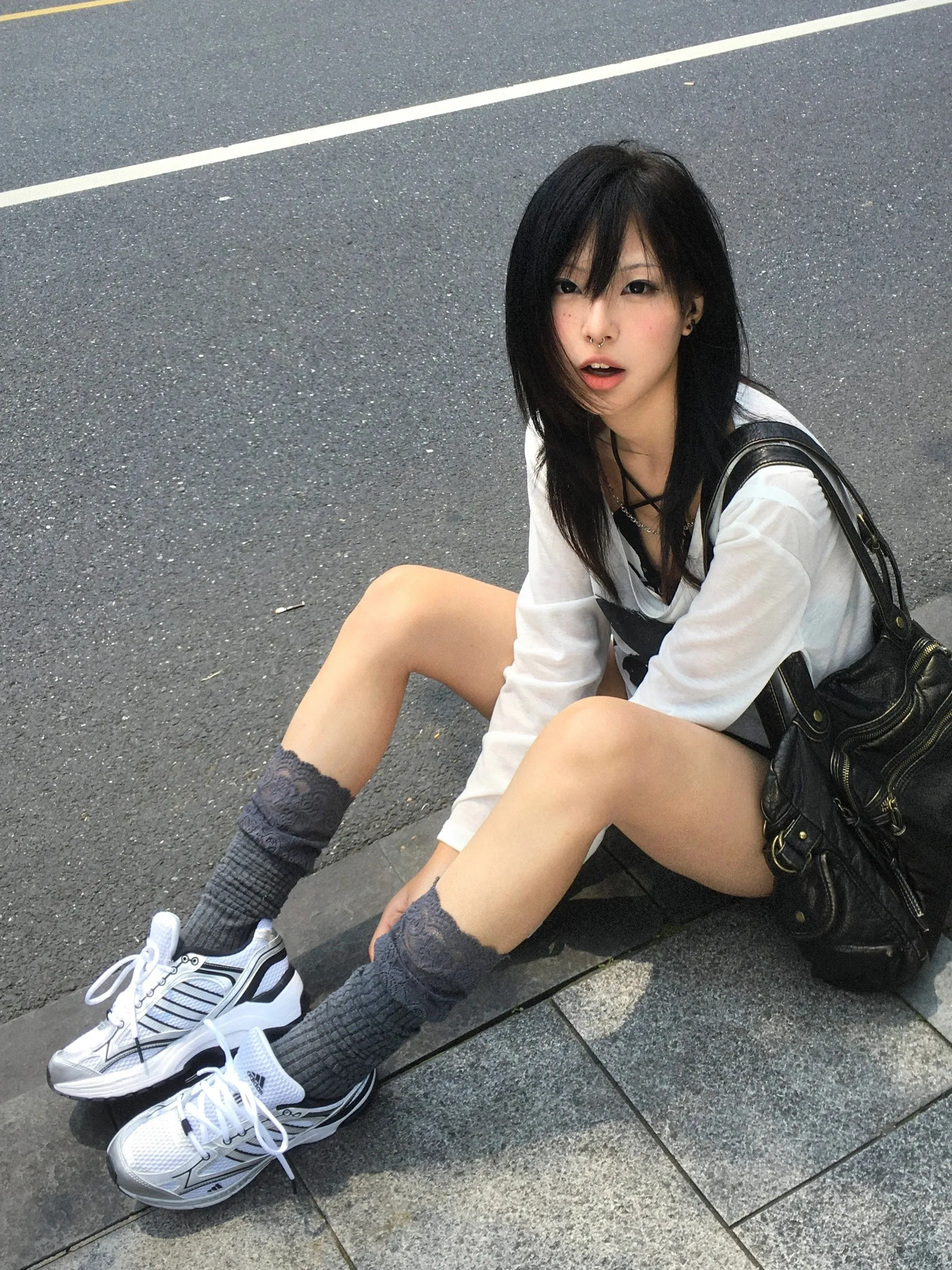 Karrram Japanese Y2k Graffiti Print Tops Trashy 2000s Oversized T-shirt High Street Grunge Lazy Style Streetwear American Retro