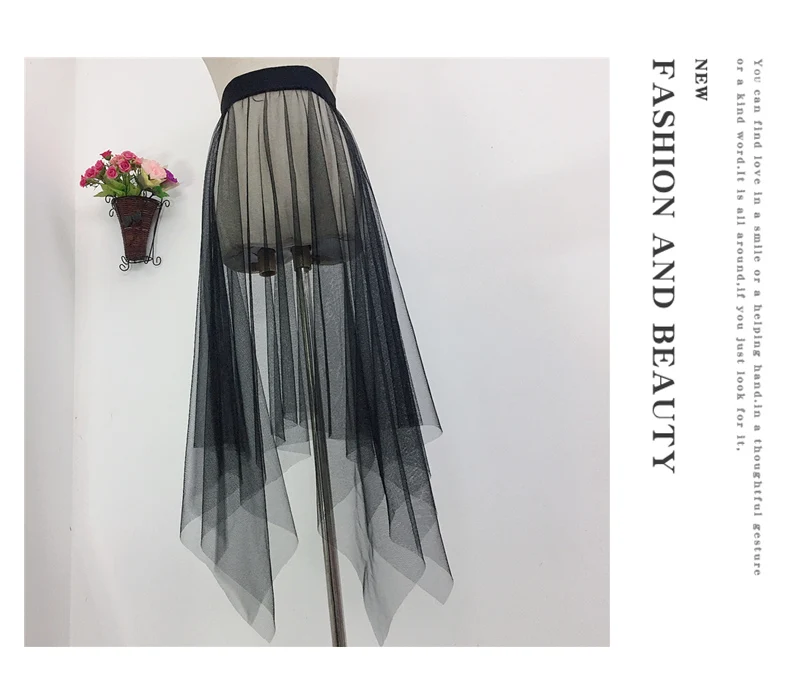 2023 Hot Fashion Petticoat Summer Sheer Layer Long Black White Tulle Lace Mesh Skirt Women Underskirt Skirt
