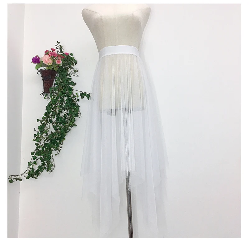 2023 Hot Fashion Petticoat Summer Sheer Layer Long Black White Tulle Lace Mesh Skirt Women Underskirt Skirt
