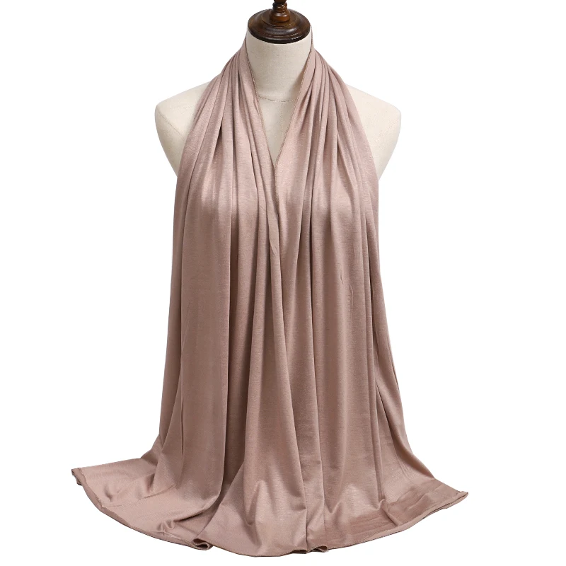 2023 New Women Modal Cotton Jersey Hijab Ramadan Fashion Plain Soft Long Turban Scarf Shawls Islamic Ladies Headscarf Bandana