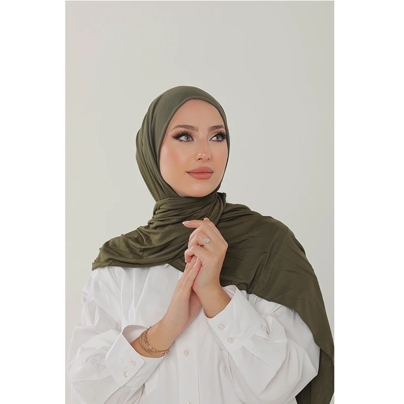 2023 New Women Modal Cotton Jersey Hijab Ramadan Fashion Plain Soft Long Turban Scarf Shawls Islamic Ladies Headscarf Bandana