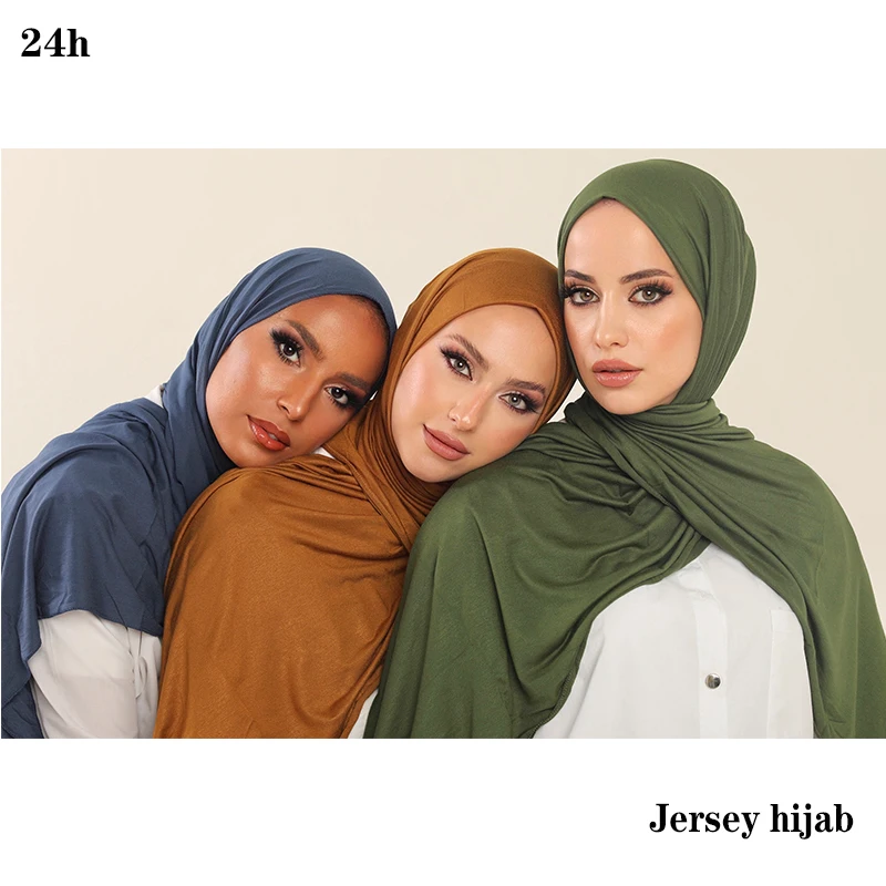 2023 New Women Modal Cotton Jersey Hijab Ramadan Fashion Plain Soft Long Turban Scarf Shawls Islamic Ladies Headscarf Bandana