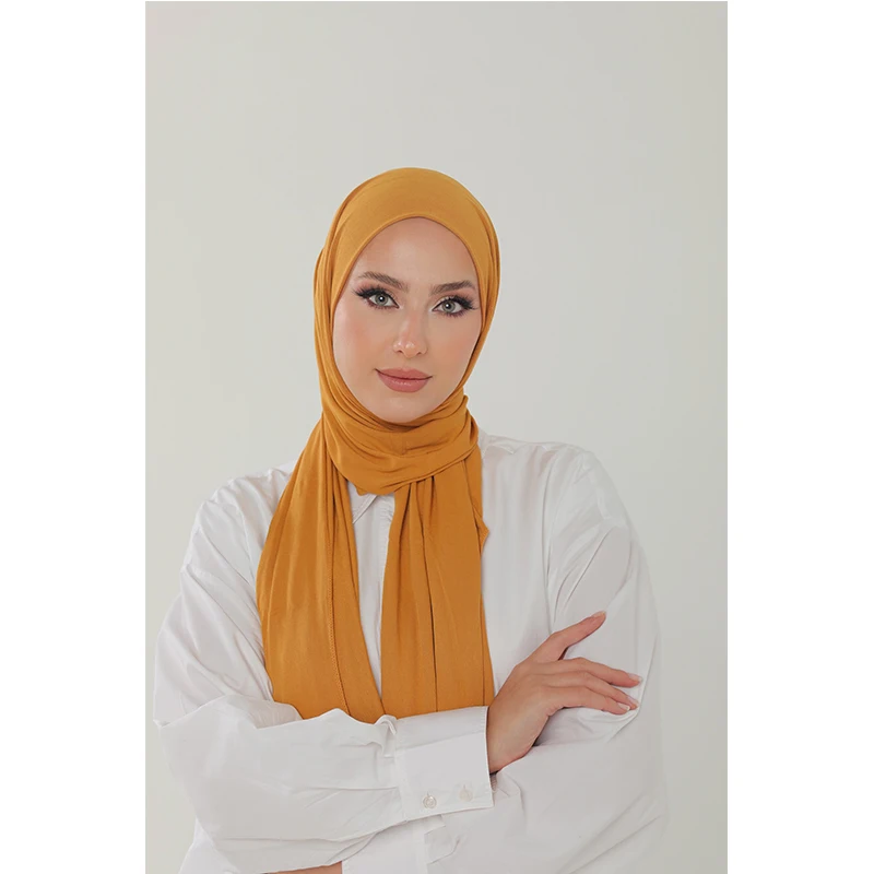 2023 New Women Modal Cotton Jersey Hijab Ramadan Fashion Plain Soft Long Turban Scarf Shawls Islamic Ladies Headscarf Bandana