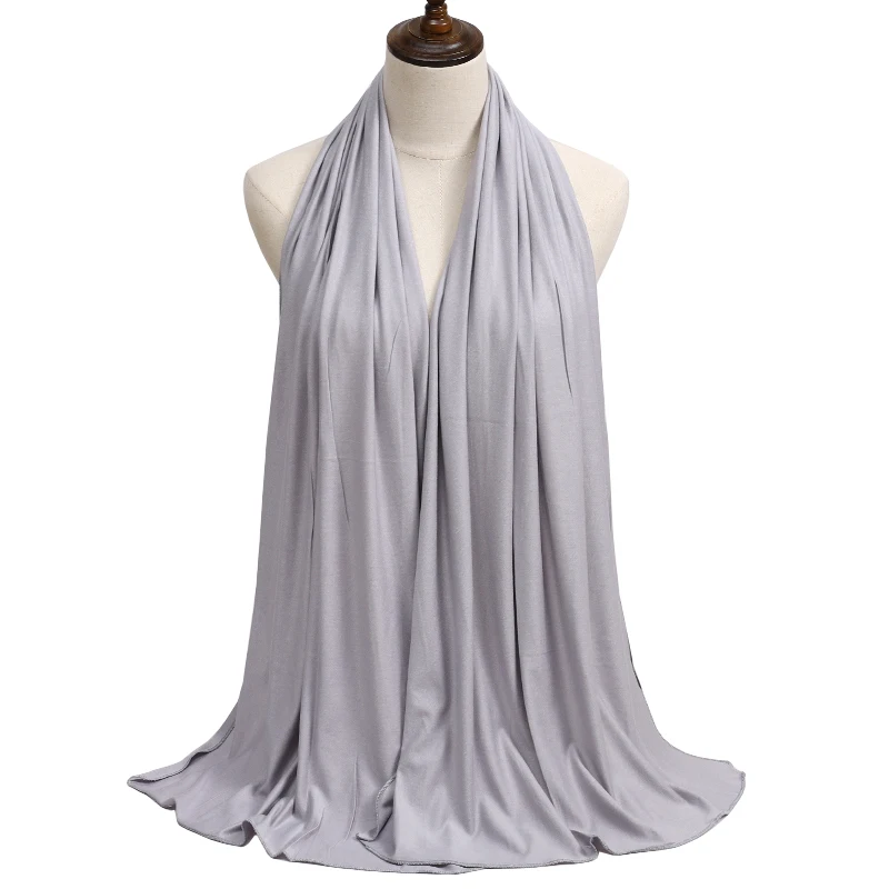 2023 New Women Modal Cotton Jersey Hijab Ramadan Fashion Plain Soft Long Turban Scarf Shawls Islamic Ladies Headscarf Bandana