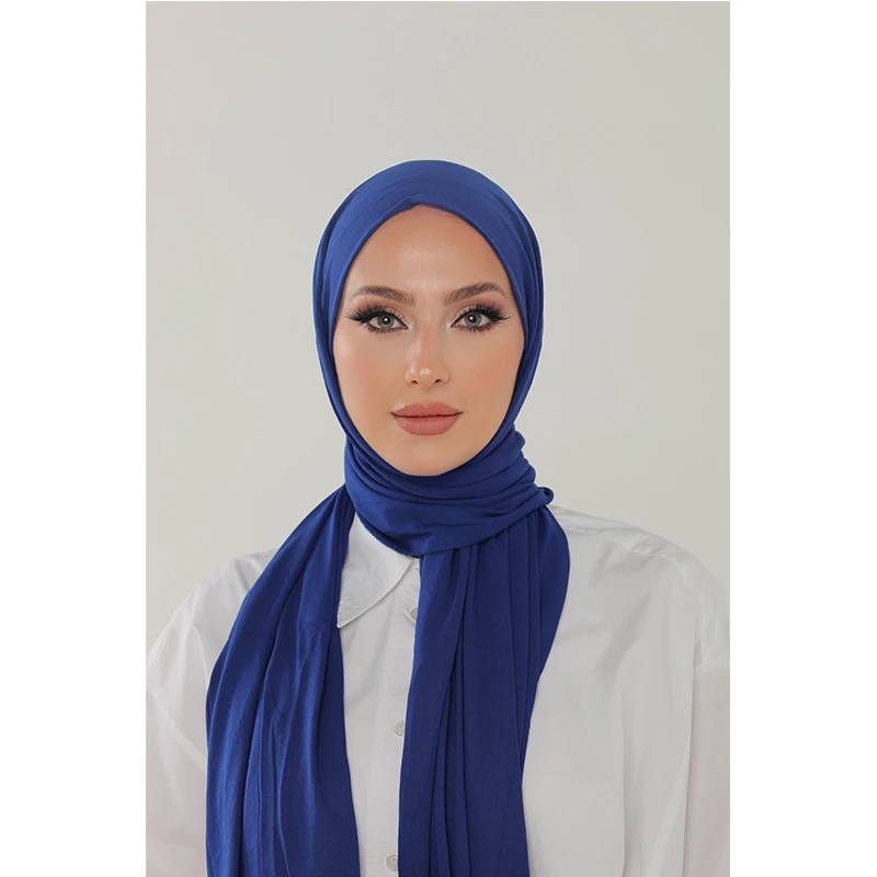 2023 New Women Modal Cotton Jersey Hijab Ramadan Fashion Plain Soft Long Turban Scarf Shawls Islamic Ladies Headscarf Bandana