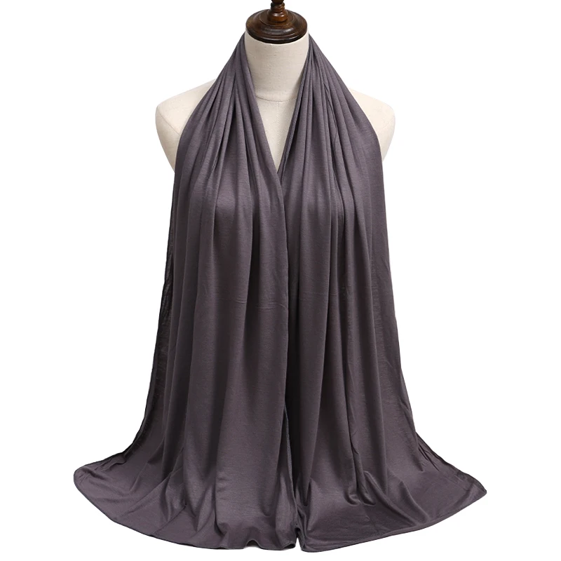 2023 New Women Modal Cotton Jersey Hijab Ramadan Fashion Plain Soft Long Turban Scarf Shawls Islamic Ladies Headscarf Bandana
