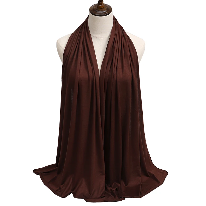 2023 New Women Modal Cotton Jersey Hijab Ramadan Fashion Plain Soft Long Turban Scarf Shawls Islamic Ladies Headscarf Bandana
