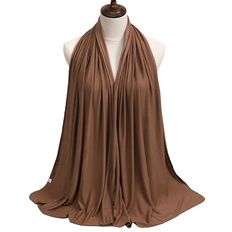 2023 New Women Modal Cotton Jersey Hijab Ramadan Fashion Plain Soft Long Turban Scarf Shawls Islamic Ladies Headscarf Bandana