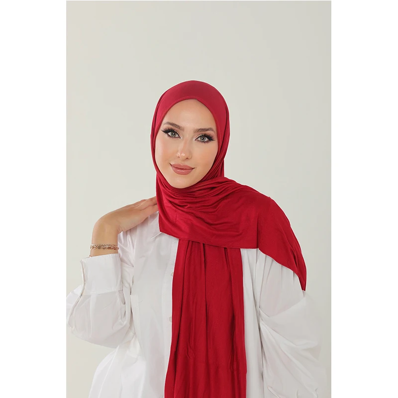 2023 New Women Modal Cotton Jersey Hijab Ramadan Fashion Plain Soft Long Turban Scarf Shawls Islamic Ladies Headscarf Bandana