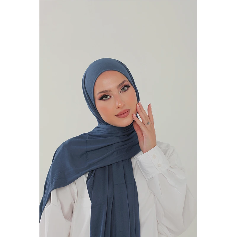2023 New Women Modal Cotton Jersey Hijab Ramadan Fashion Plain Soft Long Turban Scarf Shawls Islamic Ladies Headscarf Bandana