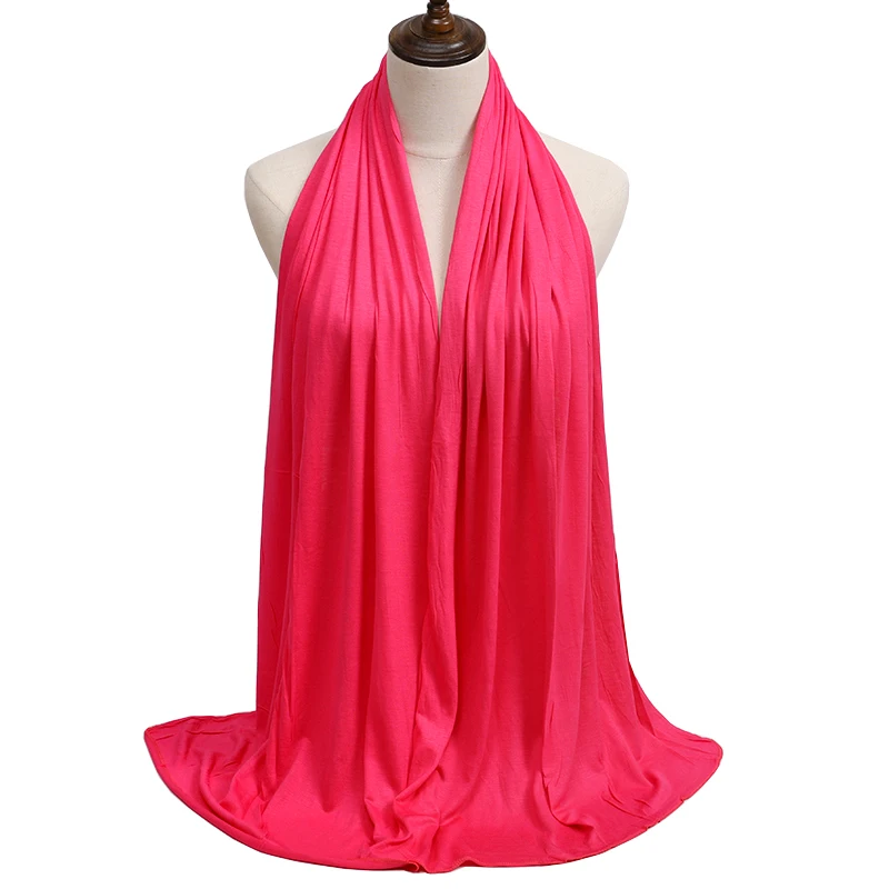 2023 New Women Modal Cotton Jersey Hijab Ramadan Fashion Plain Soft Long Turban Scarf Shawls Islamic Ladies Headscarf Bandana