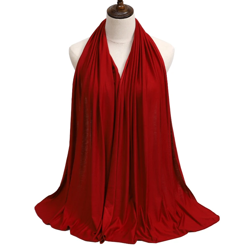 2023 New Women Modal Cotton Jersey Hijab Ramadan Fashion Plain Soft Long Turban Scarf Shawls Islamic Ladies Headscarf Bandana